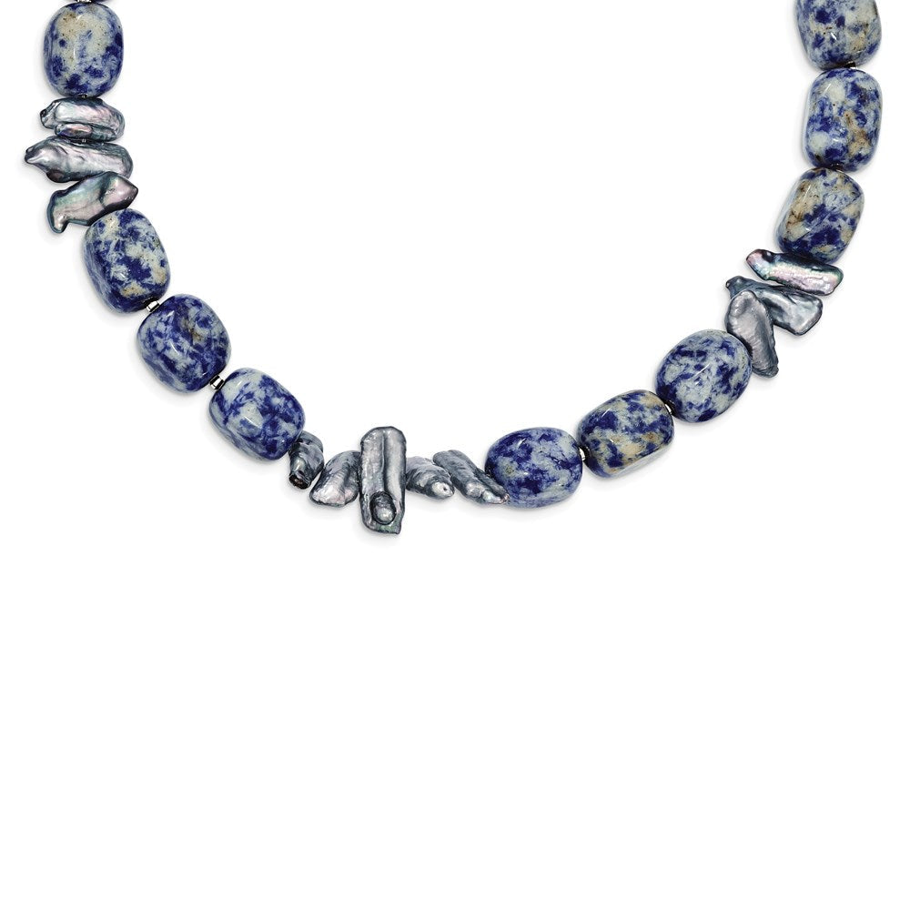 Sterlingsilber Sodalite/grey Fw Zuchtperle Halskette