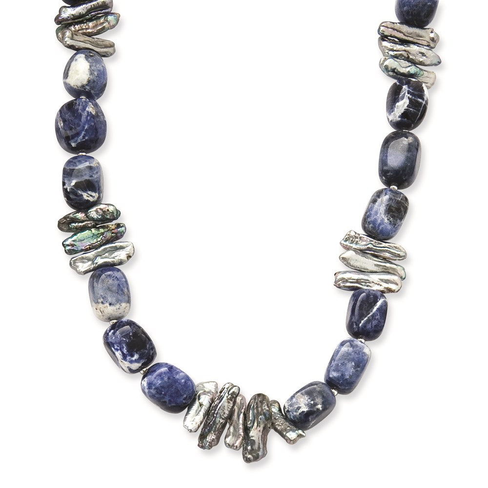 Sterlingsilber Sodalite/grey Fw Zuchtperle Halskette