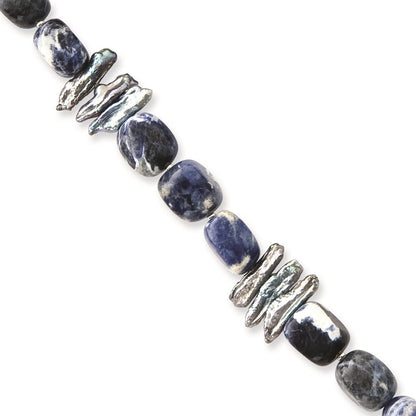16 Zoll Sterlingsilber Sodalite/grey Fw Zuchtperle Armband