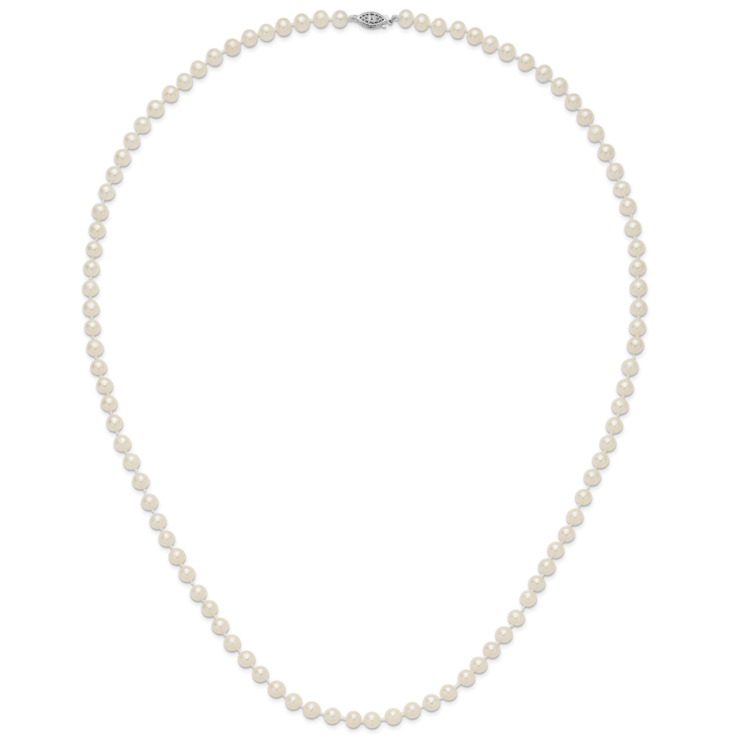 Sterlingsilber Rhodium 6-7mm Weiß Süßwasser Zuchtperle Halskette