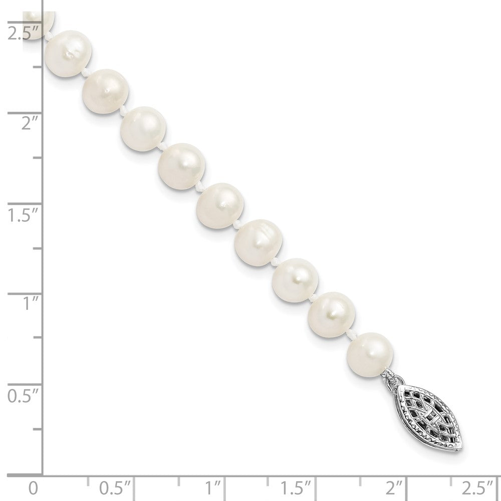 7.25 Zoll Sterlingsilber Rhodium 6-7mm Weiß Süßwasser Zuchtperle Armband