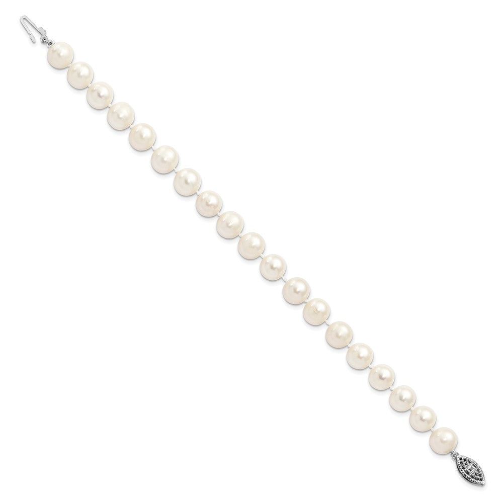 7.25 Zoll Sterlingsilber Rhodium 8-9mm Weiß Süßwasser Zuchtperle Armband