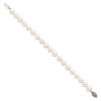 7.25 Zoll Sterlingsilber Rhodium 8-9mm Weiß Süßwasser Zuchtperle Armband