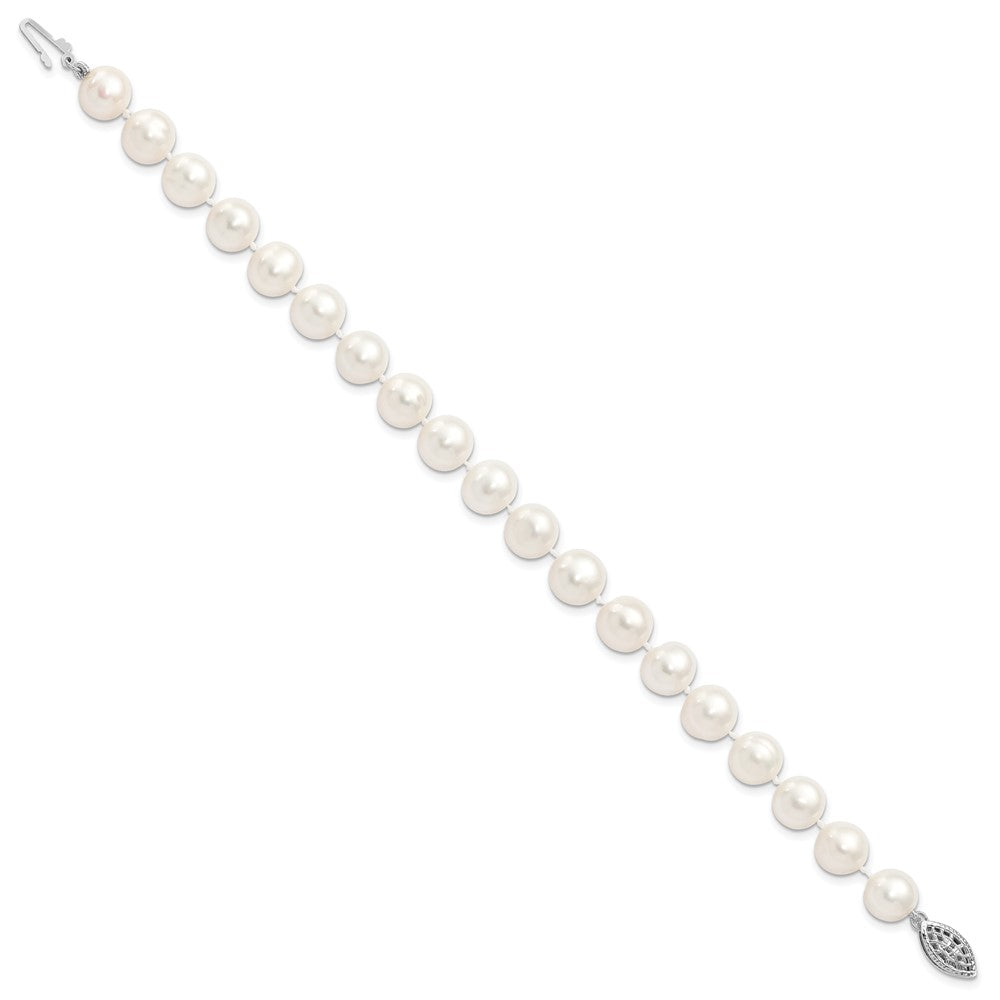 7.25 Zoll Sterlingsilber Rhodium 9-10mm Weiß Fw Zuchtperle Armband