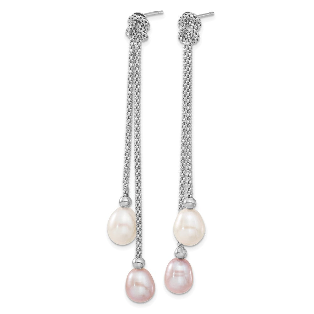 Sterlingsilber Rhodium Fwc Perle Knoten 18 In. Halskette/earring Set