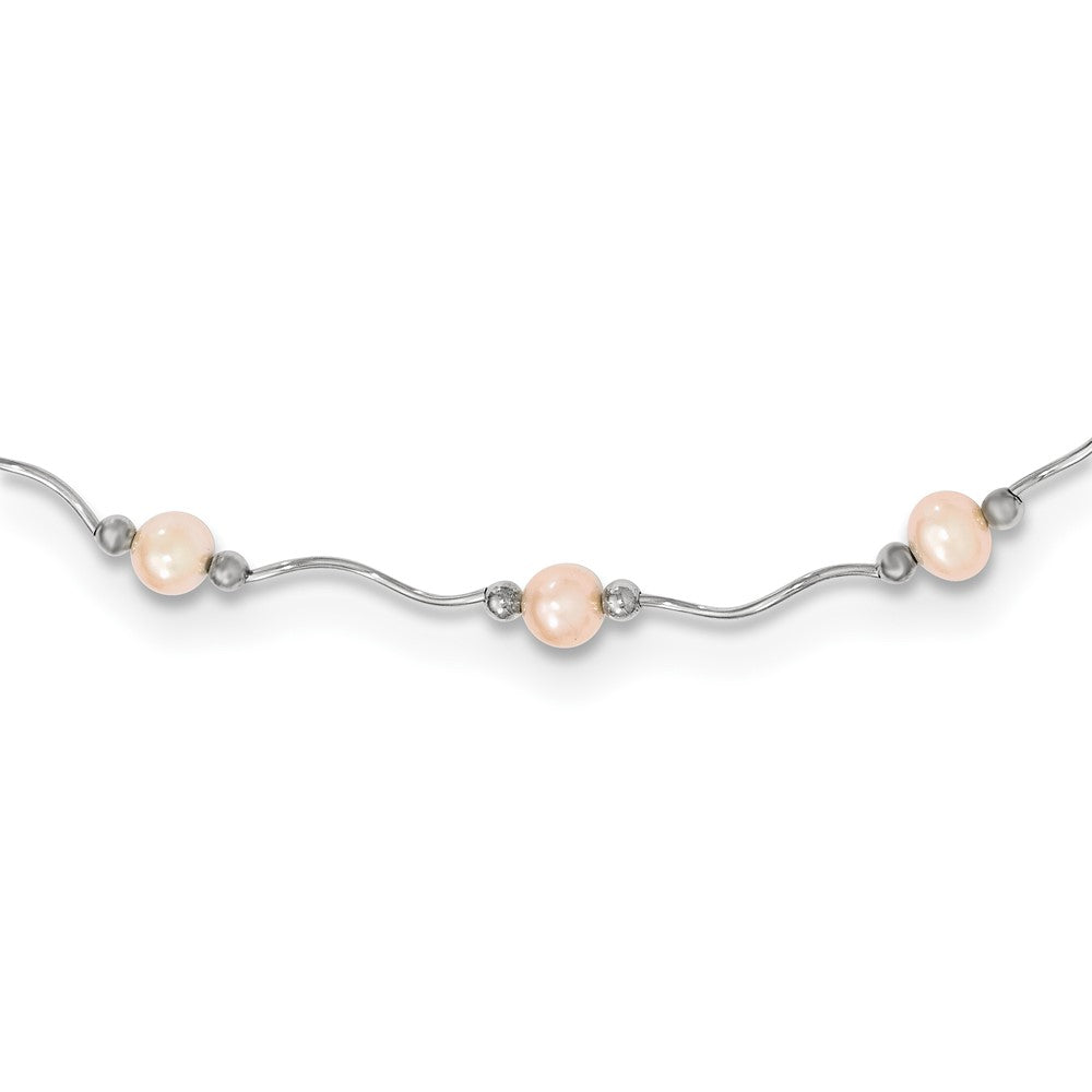 Sterlingsilber Rhodiniert 6-7mm Rosa Fw Zuchtperle Halskette