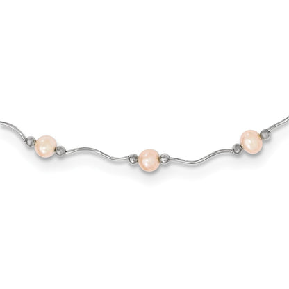 Sterlingsilber Rhodiniert 6-7mm Rosa Fw Zuchtperle Halskette