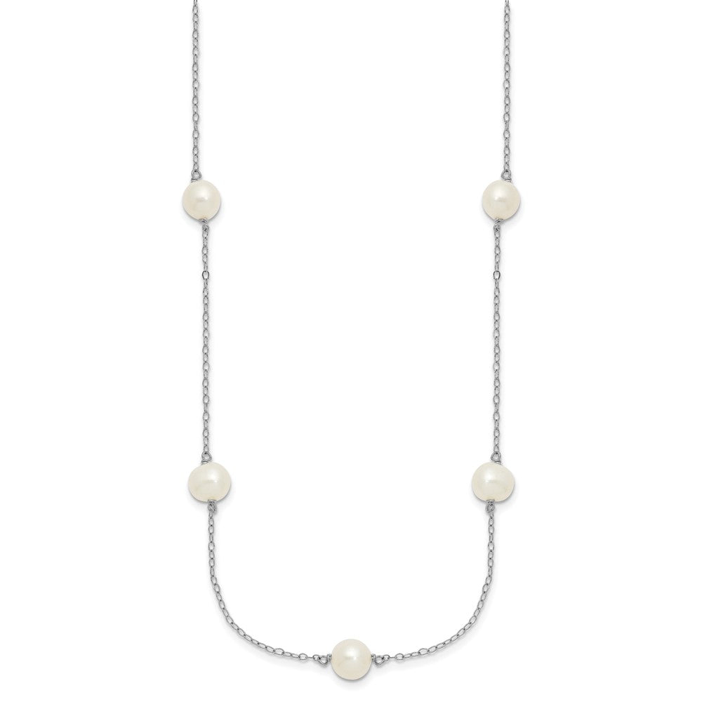 Sterlingsilber Rhodium 7-8mm Weiß Fwc Perle mit 2 Zoll Verlängerung. Halskette