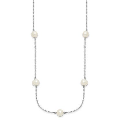 Sterlingsilber Rhodium 7-8mm Weiß Fwc Perle mit 2 Zoll Verlängerung. Halskette