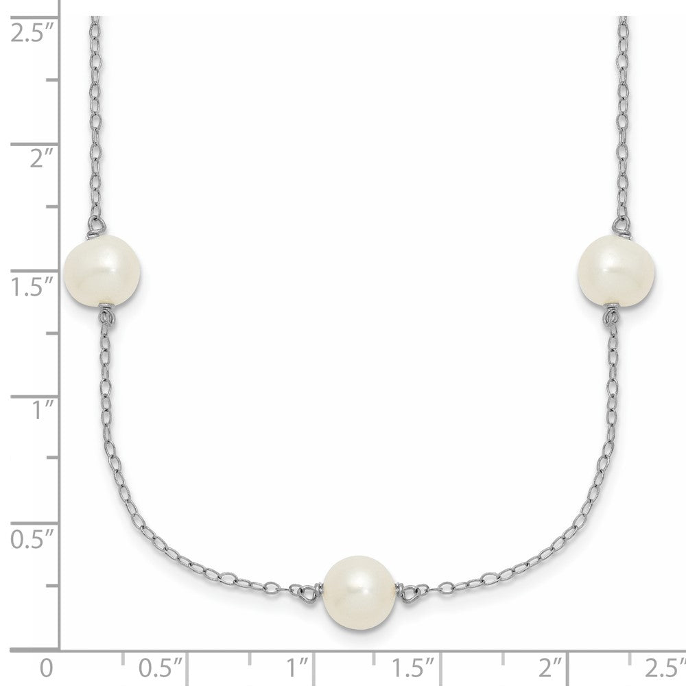 Sterlingsilber Rhodium 7-8mm Weiß Fwc Perle mit 2 Zoll Verlängerung. Halskette