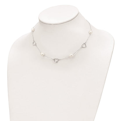 Sterlingsilber Rhodium 7-8mm Weiß Fwc Perle mit 2 Zoll Verlängerung. Halskette