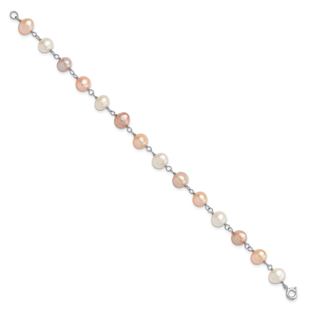 Sterlingsilber Rhodiniert Weiß/pink/purple Fwc Perle Neck/bracelet/ear Set
