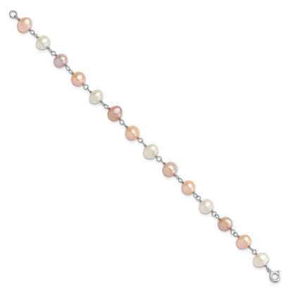 Sterlingsilber Rhodiniert Weiß/pink/purple Fwc Perle Neck/bracelet/ear Set
