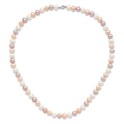 Sterlingsilber Rhodiniert Weiß/pink/purple Fwc Perle Neck/bracelet/ear Set