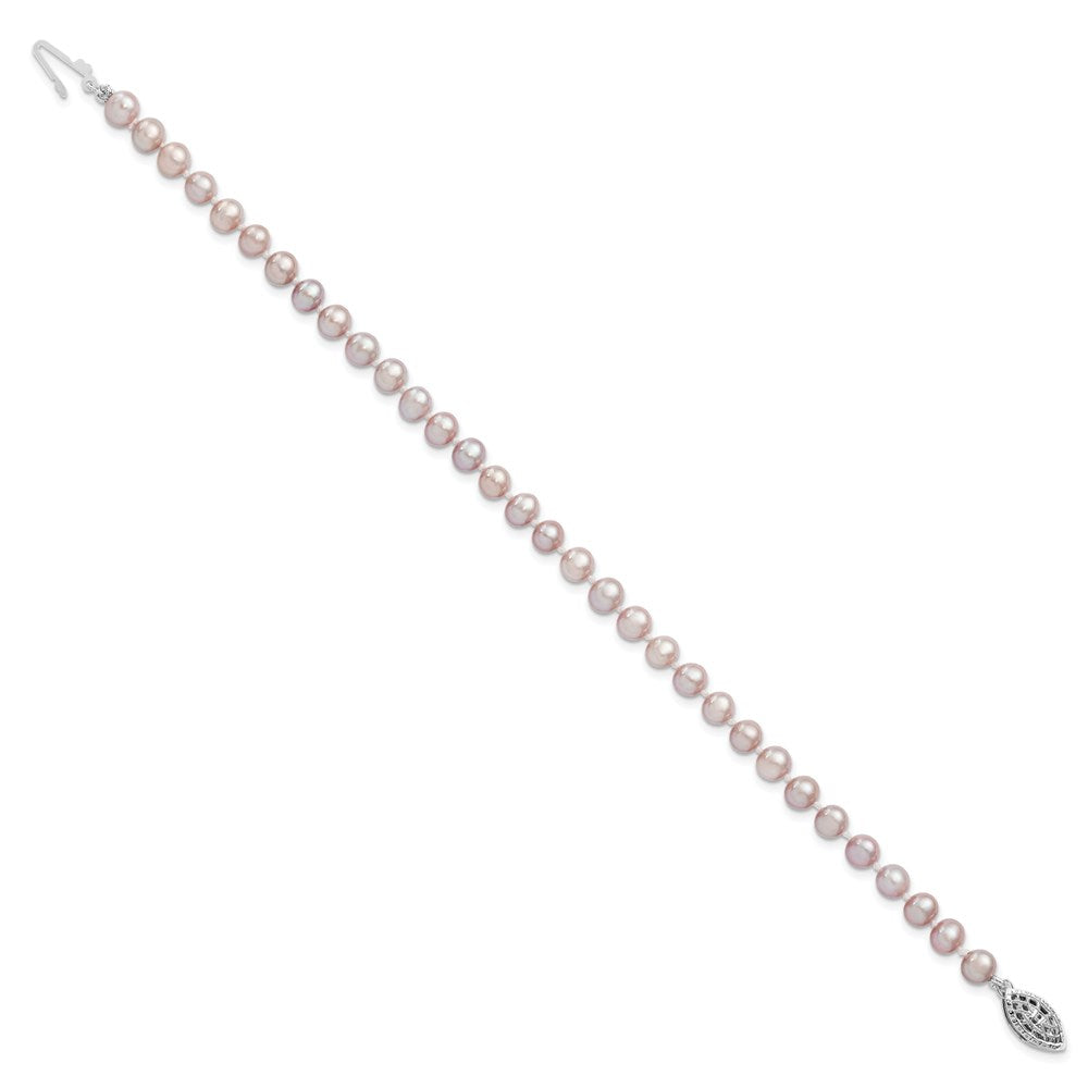 7.25 Zoll Sterlingsilber Rhodiniert 5-6mm Lila Fwc Perle Armband