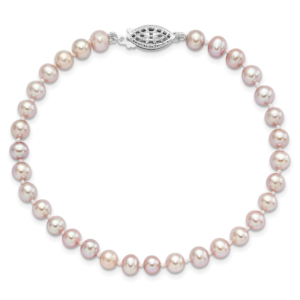 7.25 Zoll Sterlingsilber Rhodiniert 5-6mm Lila Fwc Perle Armband