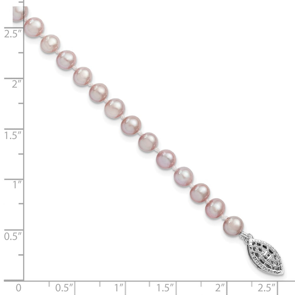 7.25 Zoll Sterlingsilber Rhodiniert 5-6mm Lila Fwc Perle Armband