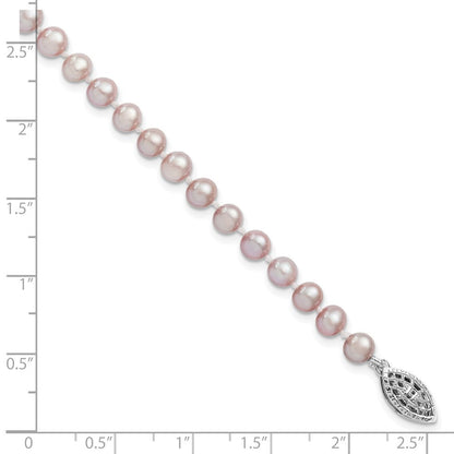 7.25 Zoll Sterlingsilber Rhodiniert 5-6mm Lila Fwc Perle Armband