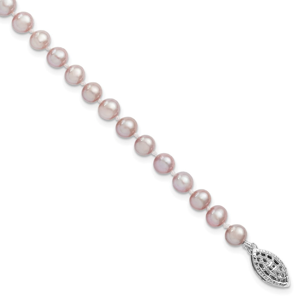 7.25 Zoll Sterlingsilber Rhodiniert 5-6mm Lila Fwc Perle Armband