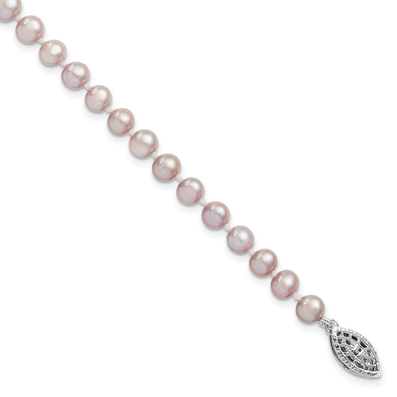 7.25 Zoll Sterlingsilber Rhodiniert 5-6mm Lila Fwc Perle Armband