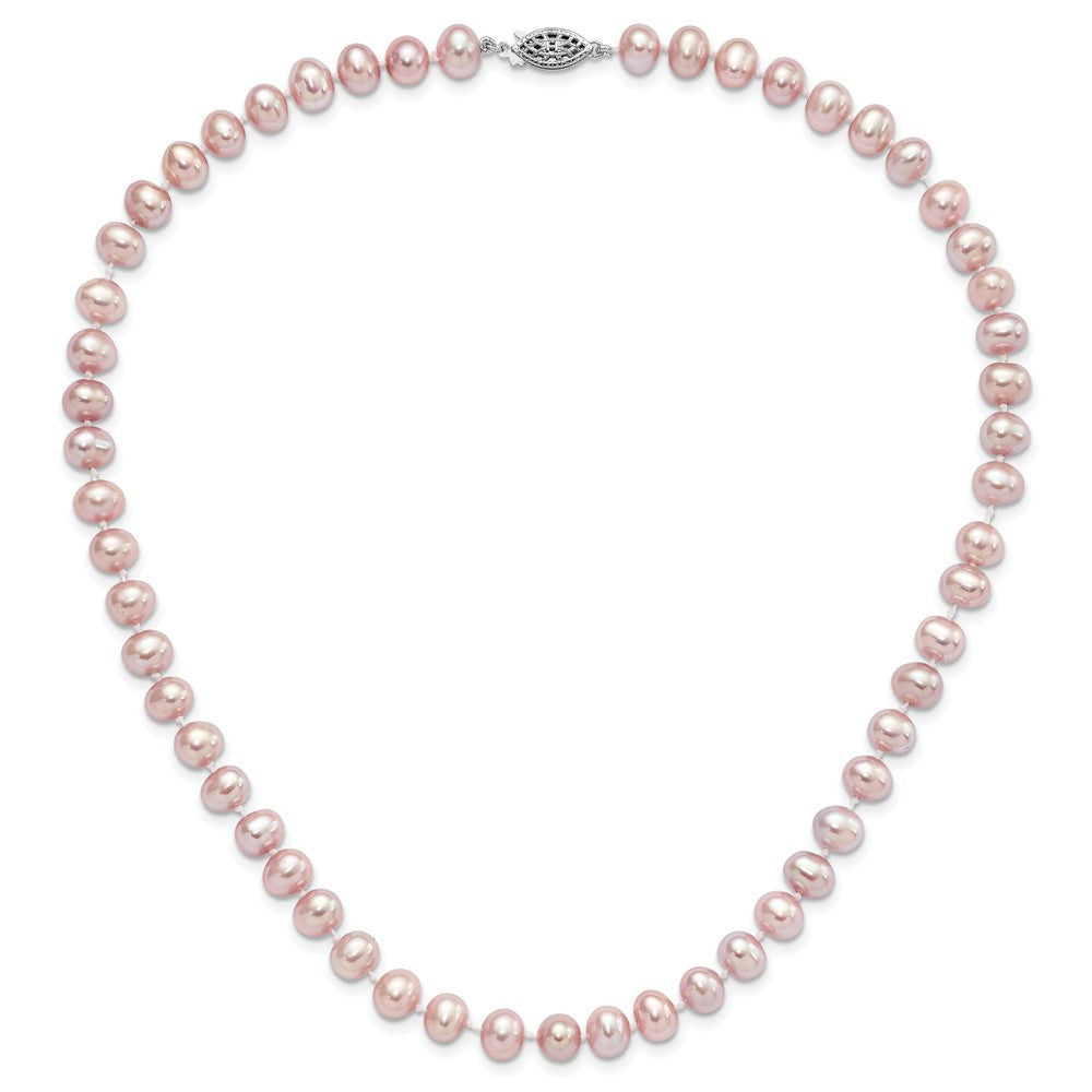 Sterlingsilber Rhodiniert 7-8mm Lila Fwc Perle Halskette