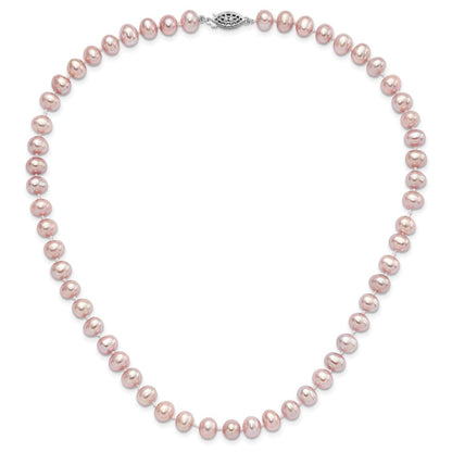 Sterlingsilber Rhodiniert 7-8mm Lila Fwc Perle Halskette