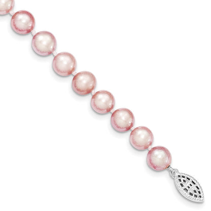 7.25 Zoll Sterlingsilber 7-8mm Lila Fw Zuchtperle Armband