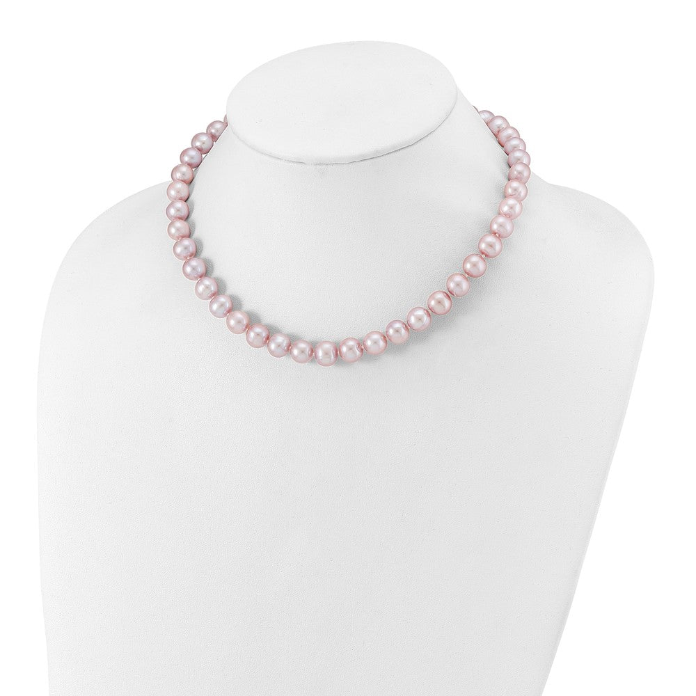 Sterlingsilber Rhodiniert 9-10mm Lila Fwc Perle Halskette