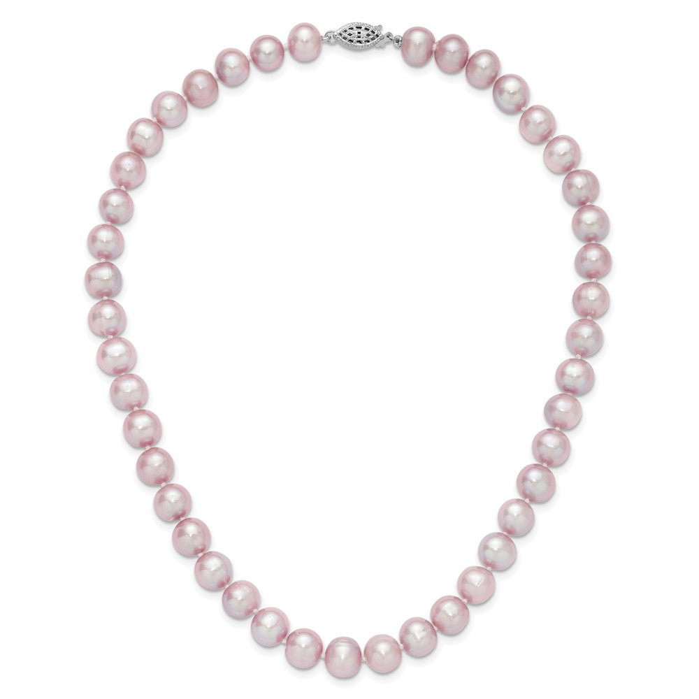 Sterlingsilber Rhodiniert 9-10mm Lila Fwc Perle Halskette