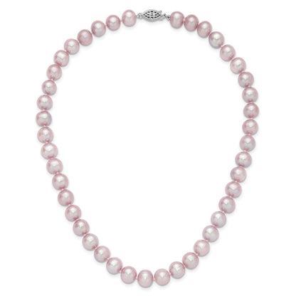 Sterlingsilber Rhodiniert 9-10mm Lila Fwc Perle Halskette