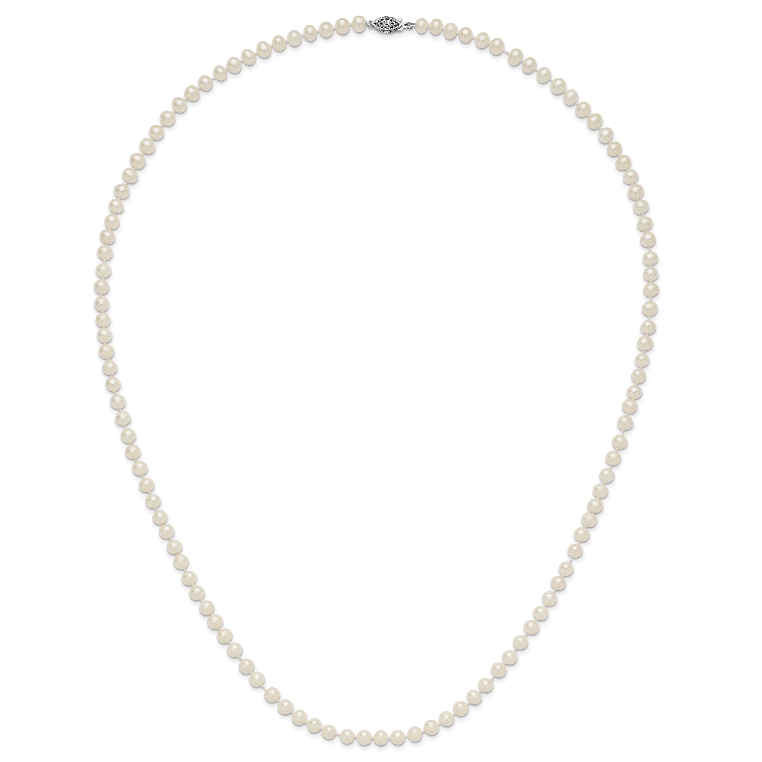 Sterlingsilber Rhodium 5-6mm Weiß Süßwasser Zuchtperle Halskette
