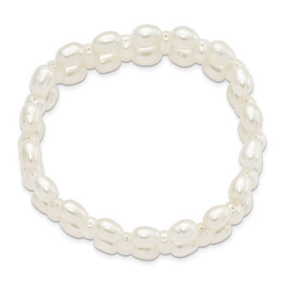 Mode 6-7mm Weiß Rice Süßwasser Zuchtperle Dehnbar Armband