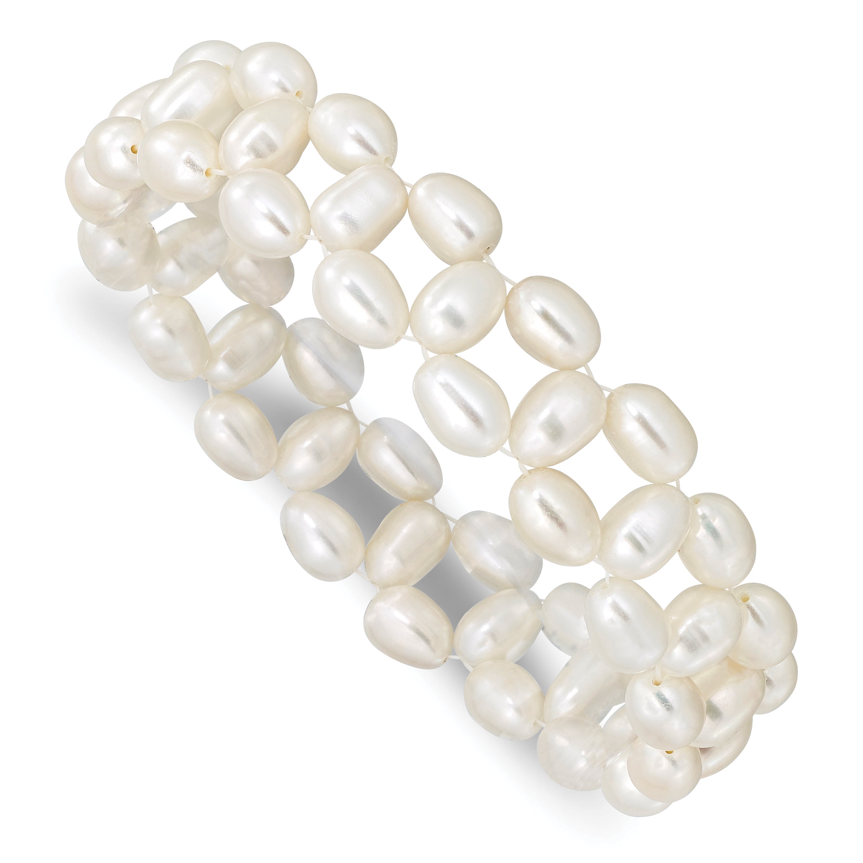Mode 6-7mm Weiß Rice Süßwasser Zuchtperle Dehnbar Armband
