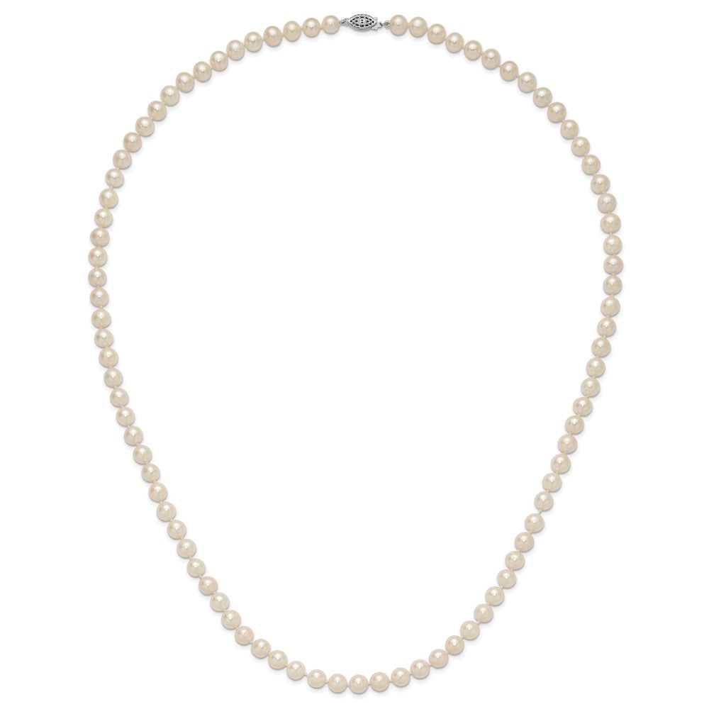Sterlingsilber Rhodium 7-8mm Weiß Süßwasser Zuchtperle Halskette