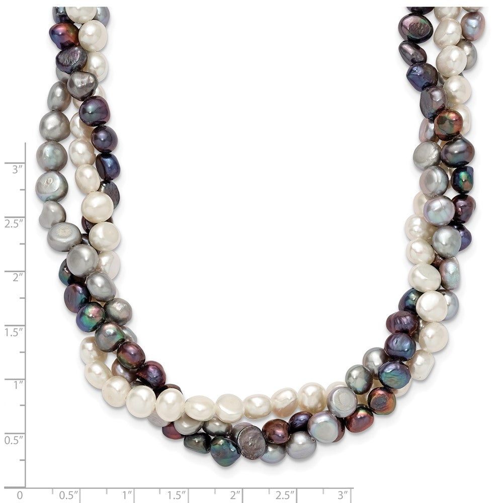 Sterlingsilber Rhodium 5-6mm Fwc Halb Rund Perle mit 2 Zoll Verlängerung. Halskette