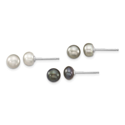 Sterlingsilber Rhodium Fwc Perle Halskette/7.25 Brace/3pc Ohrring Set