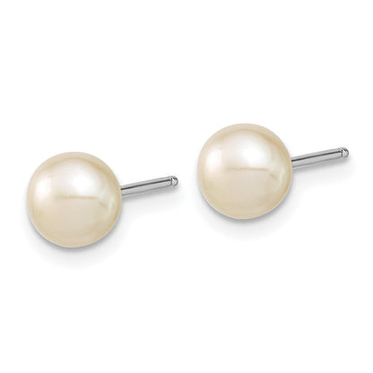 Sterlingsilber Rhodiniert-p 6-7mm Fwc Perle Halskette 7.25 Brace & 1pc Ohrring Set
