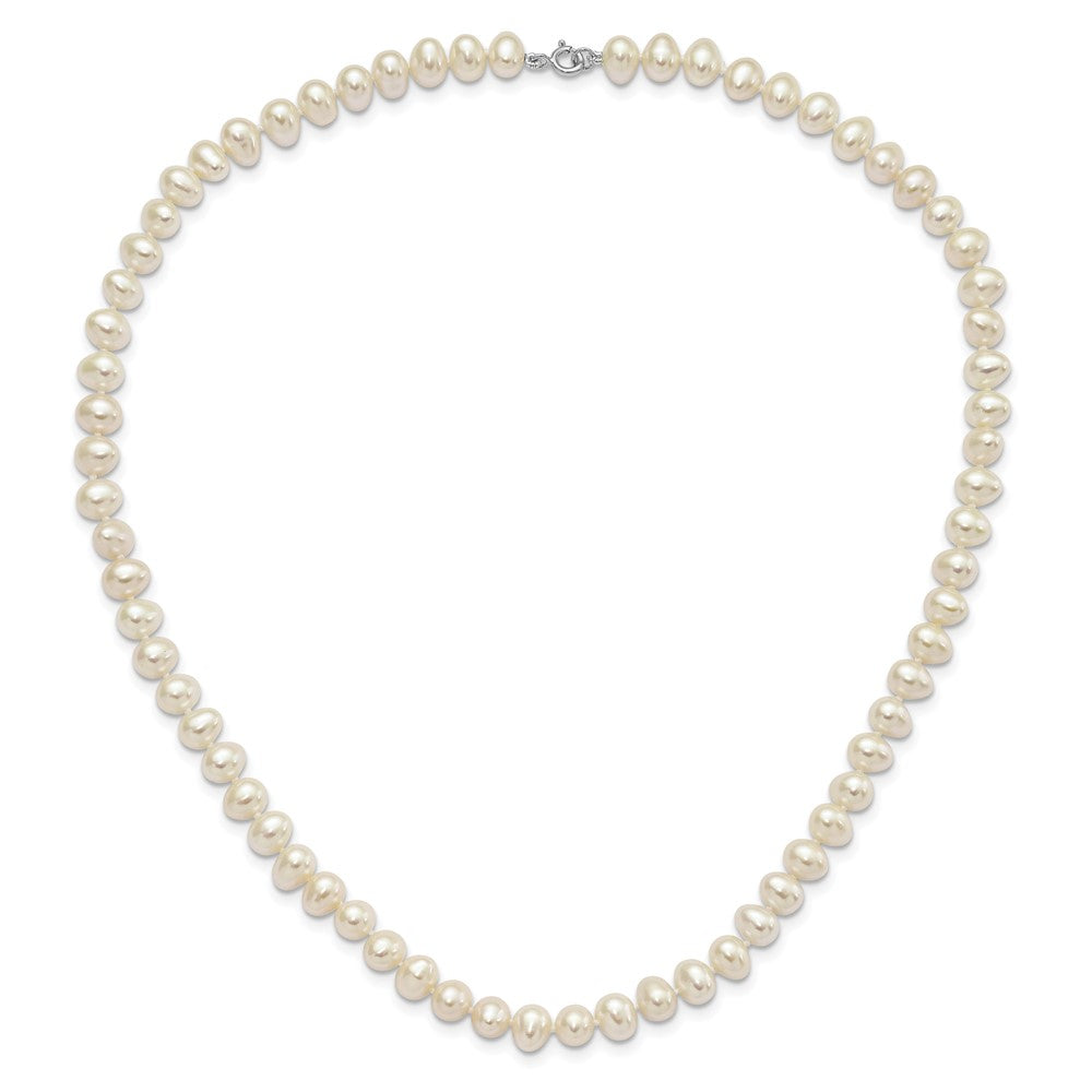 Sterlingsilber Rhodiniert-p 6-7mm Fwc Perle Halskette 7.25 Brace & 1pc Ohrring Set