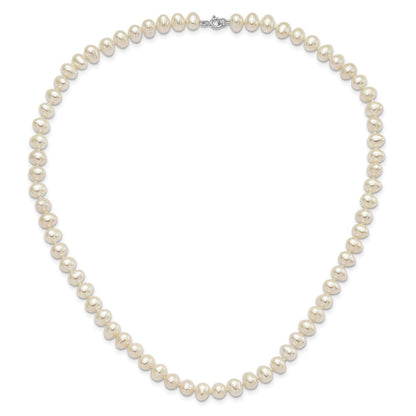 Sterlingsilber Rhodiniert-p 6-7mm Fwc Perle Halskette 7.25 Brace & 1pc Ohrring Set
