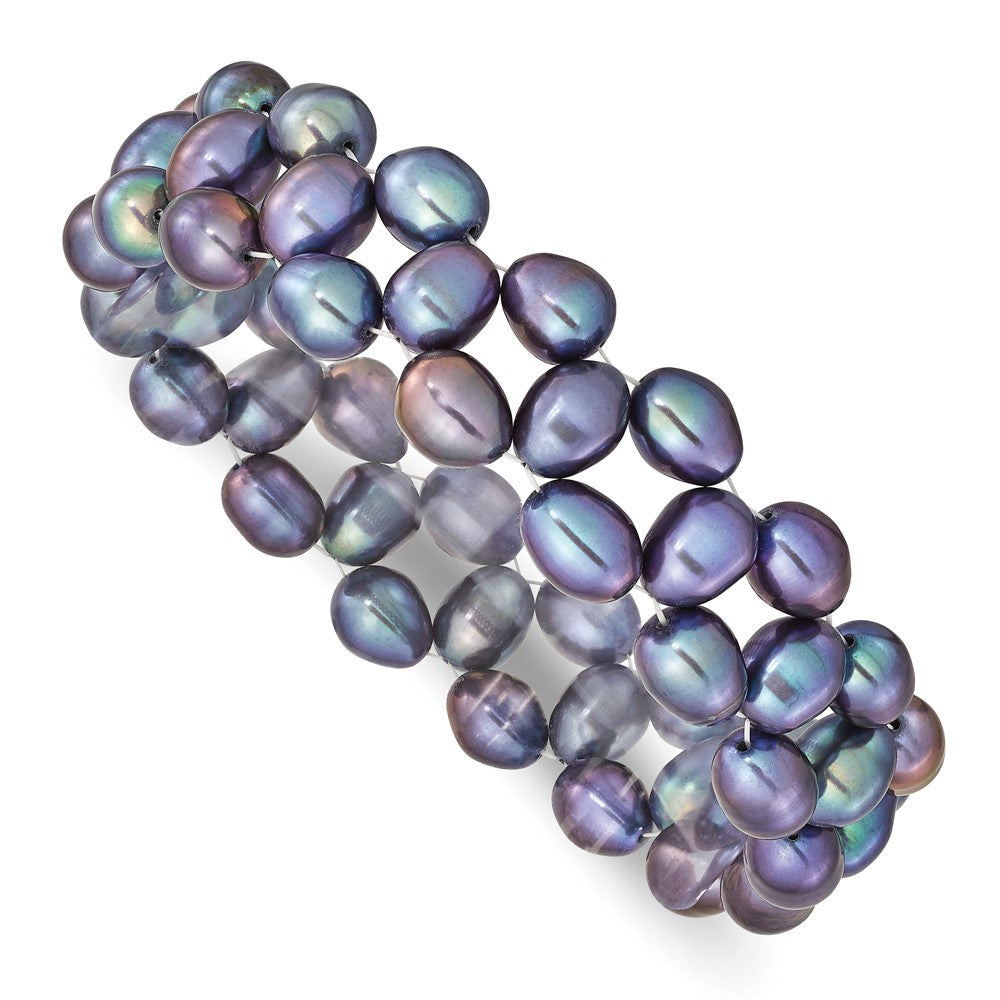 Mode 6-7mm Schwarz Rice Süßwasser Zuchtperle Dehnbar Armband