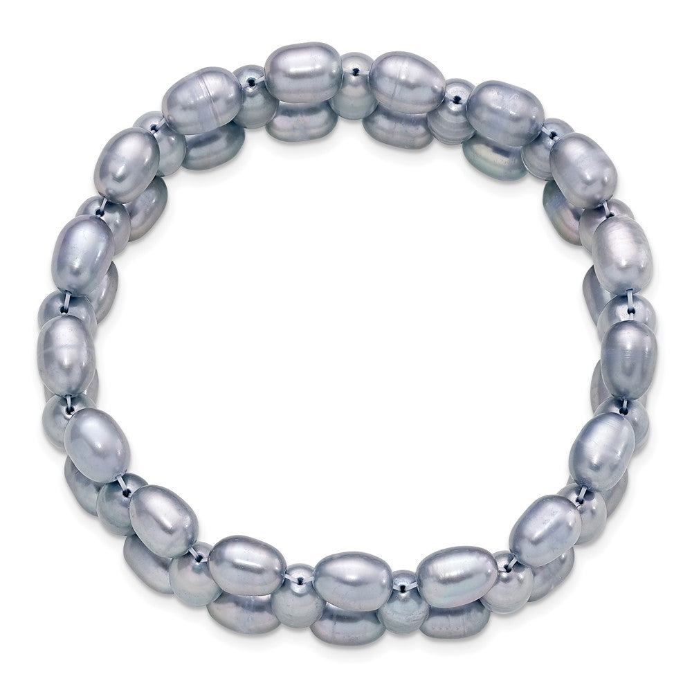 Mode 6-7mm Grau Rice Süßwasser Zuchtperle Dehnbar Armband