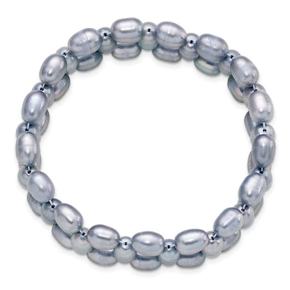 Mode 6-7mm Grau Rice Süßwasser Zuchtperle Dehnbar Armband
