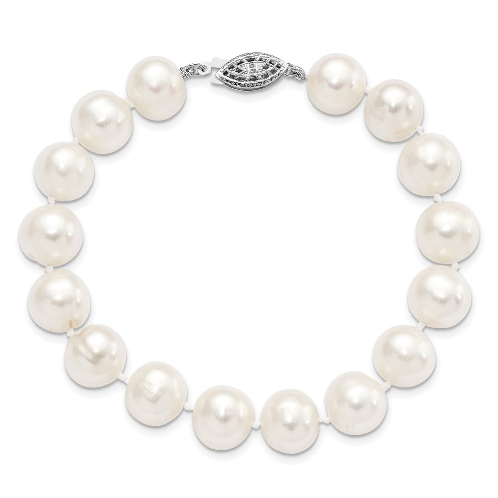 Sterlingsilber Rhodiniert 10-11mm Weiß Fw Zuchtperle Armband