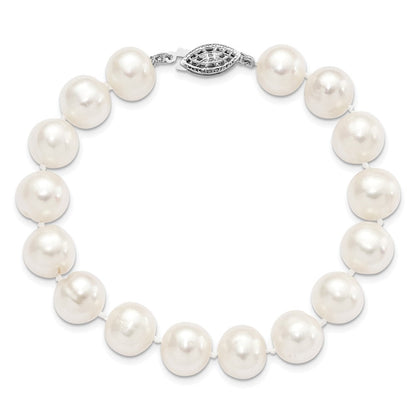 Sterlingsilber Rhodiniert 10-11mm Weiß Fw Zuchtperle Armband