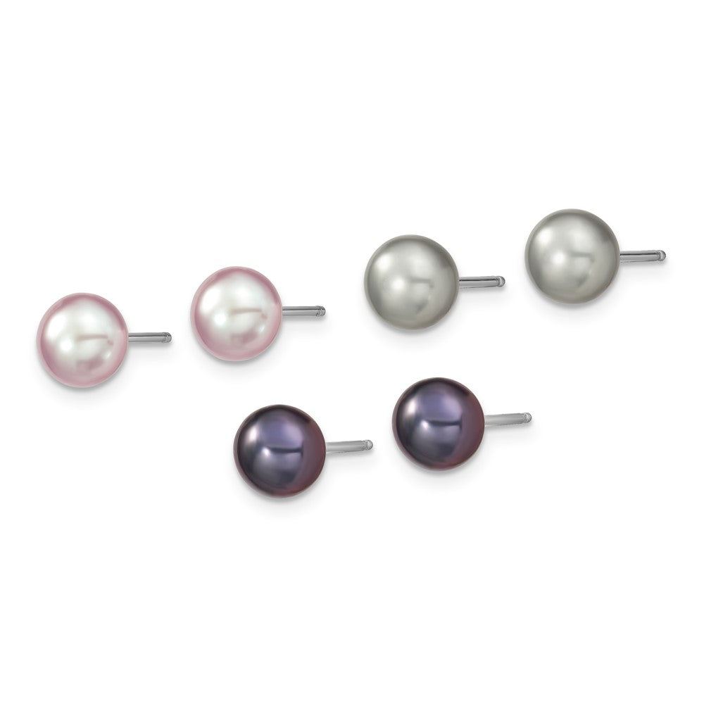 Sterlingsilber Rhodiniert Grau/pink/black Fwc Perle Neck/7.25 Brace/3pc Ohrring