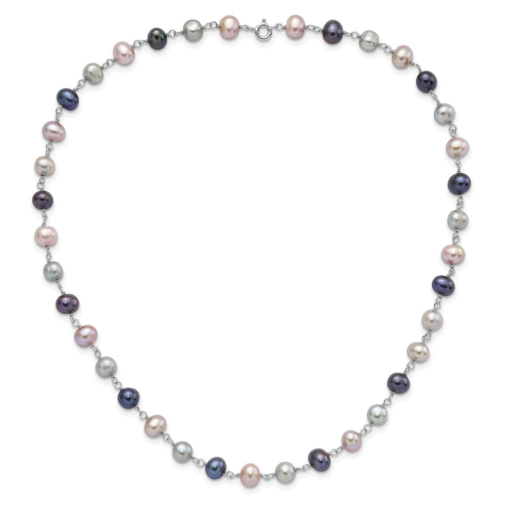 Sterlingsilber Rhodiniert Grau/pink/black Fwc Perle Neck/7.25 Brace/3pc Ohrring