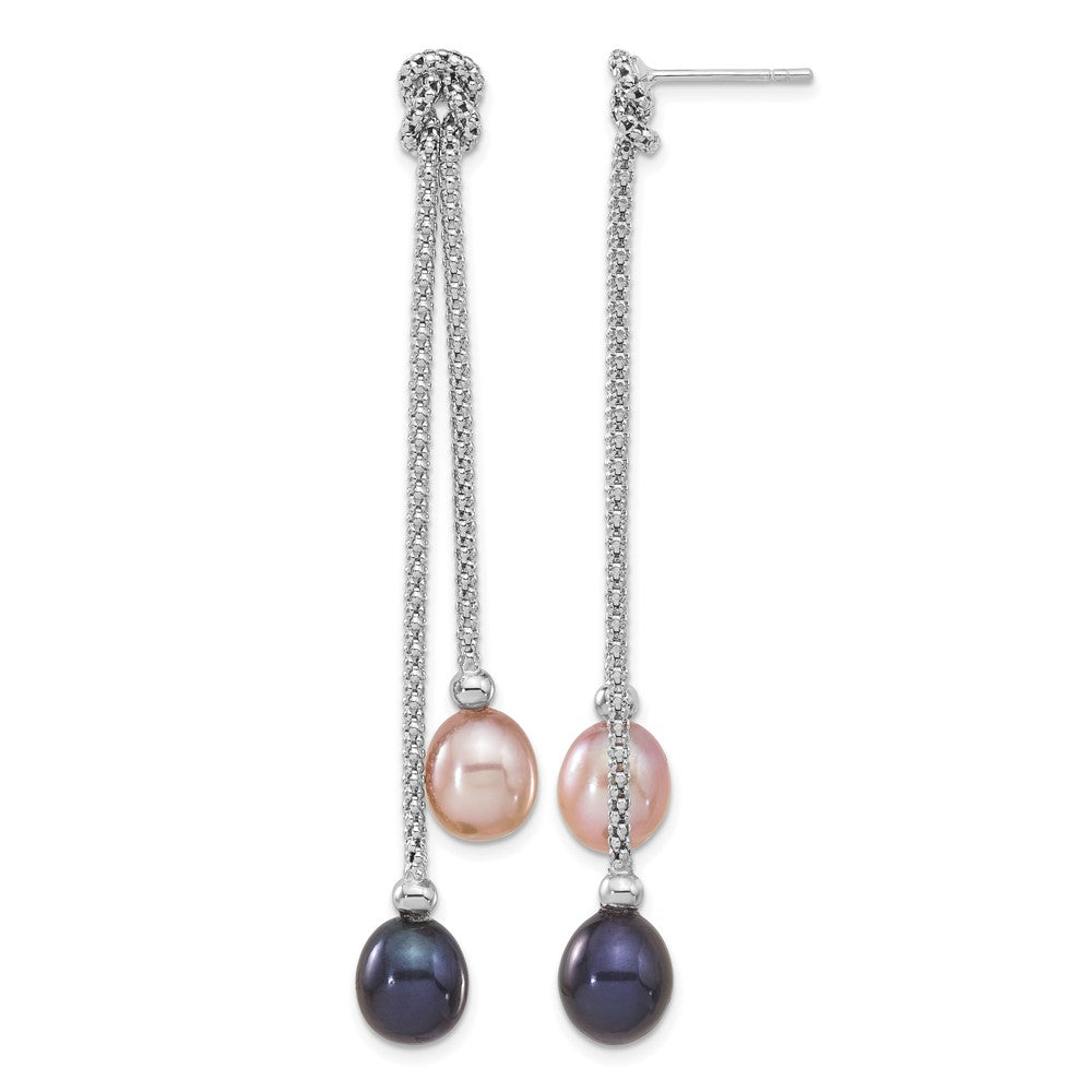 Sterlingsilber Rhodiniert Fwc Perle Knoten 18 Zoll Halskette/earring Set