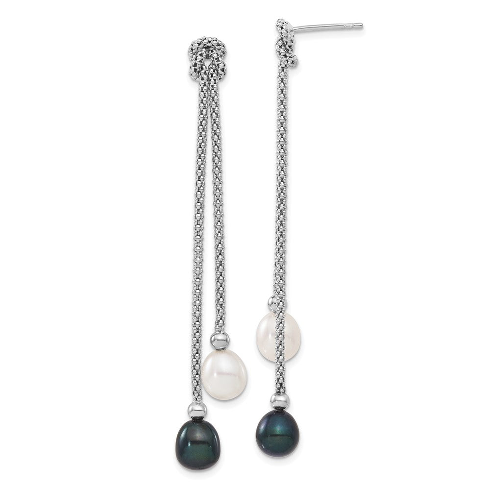 Sterlingsilber Rhodiniert Fwc Perle Knoten 18 In. Neck/earring Set