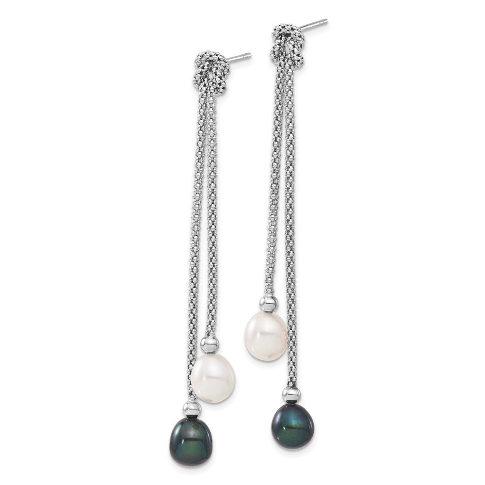 Sterlingsilber Rhodiniert Fwc Perle Knoten 18 In. Neck/earring Set
