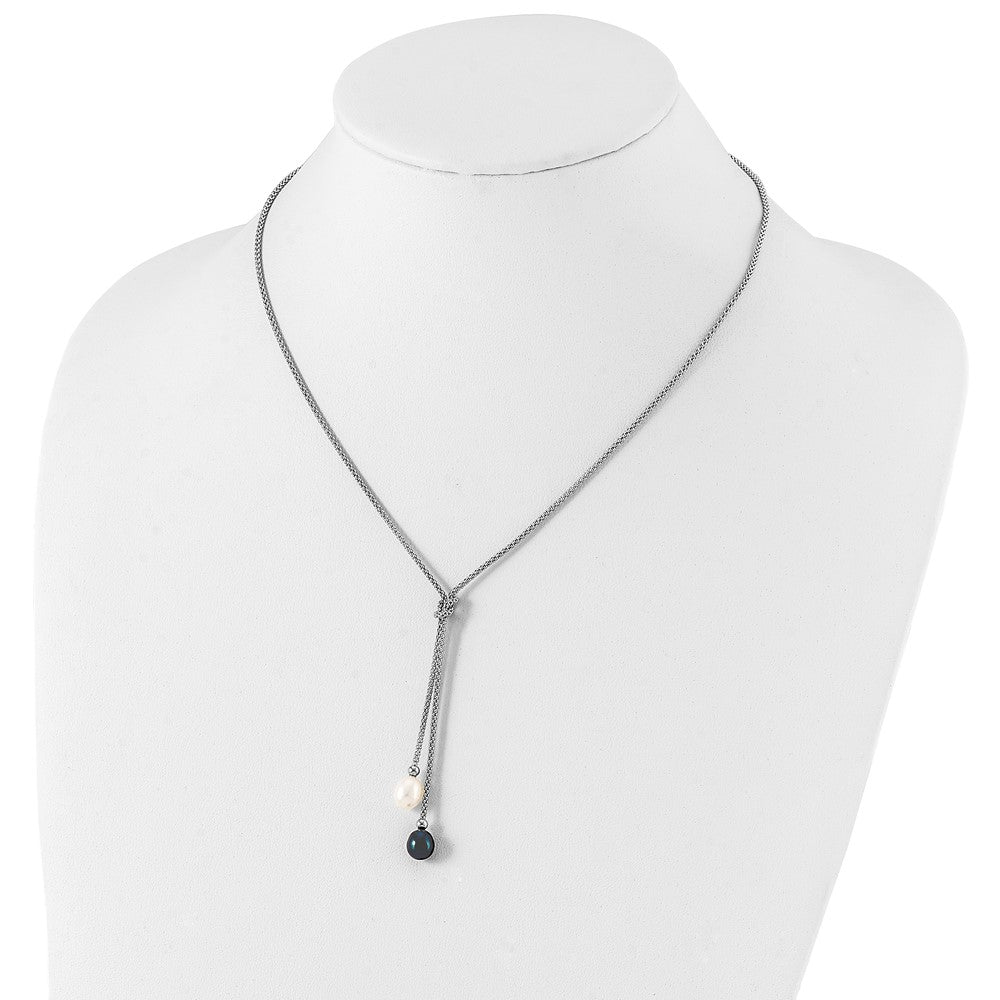 Sterlingsilber Rhodiniert Fwc Perle Knoten 18 In. Neck/earring Set